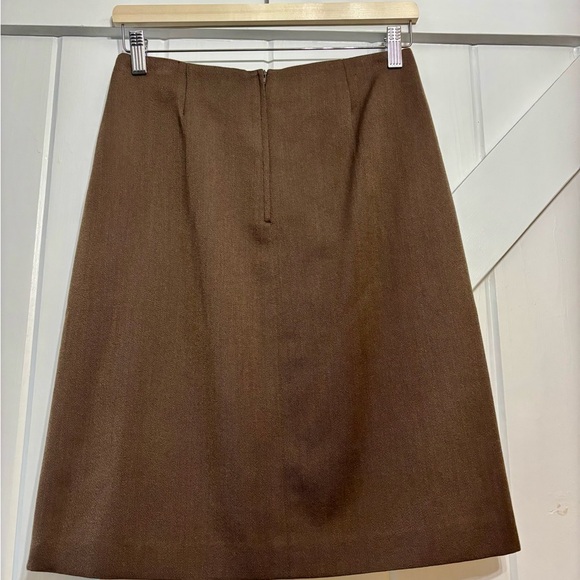 Giorgio Armani Le Collezioni Pure New Wool Brown Skirt Preppy Academia Size 6 - Picture 4 of 8